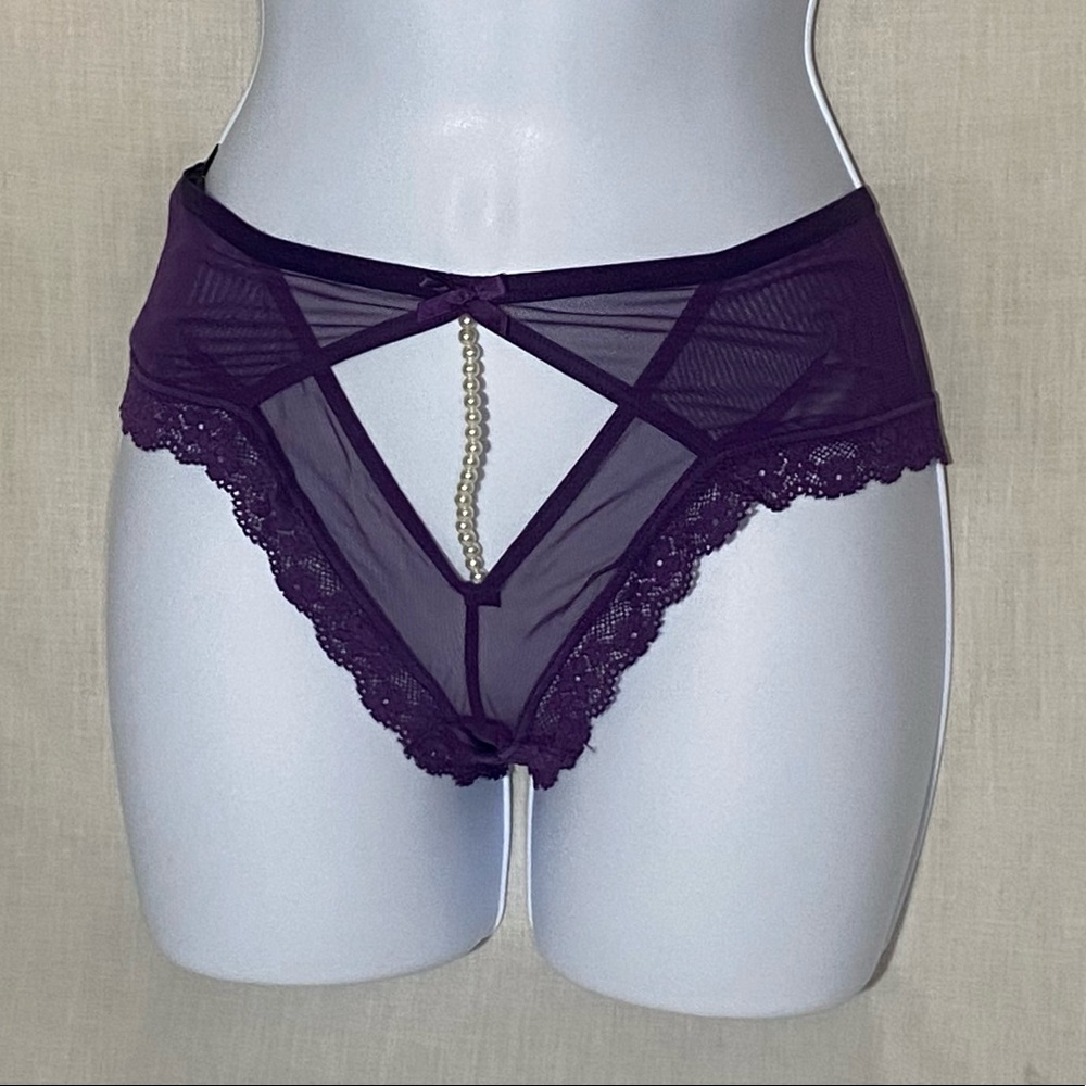 COPY - Victoria’s Secret Shear Purple With Pearl Embellishments Cheeky Panties